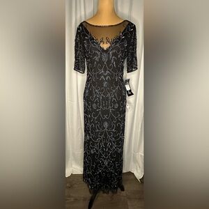 Pisarro Nights Black and Silver Maxi Gown